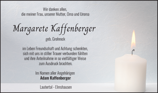 Traueranzeige von Margarete Kaffenberger von Bergsträßer Anzeiger