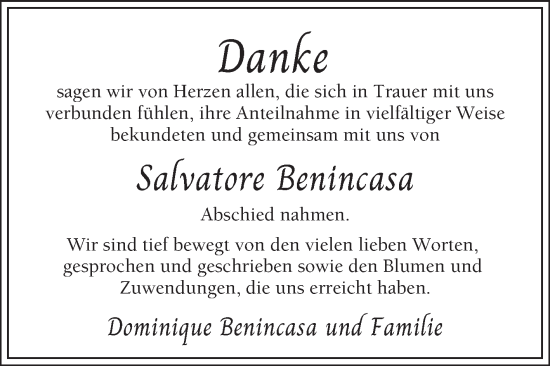 Traueranzeige von Salvatore Benincasa von Bergsträßer Anzeiger