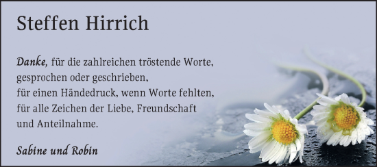 Traueranzeige von Steffen Hirrich von Bergsträßer Anzeiger