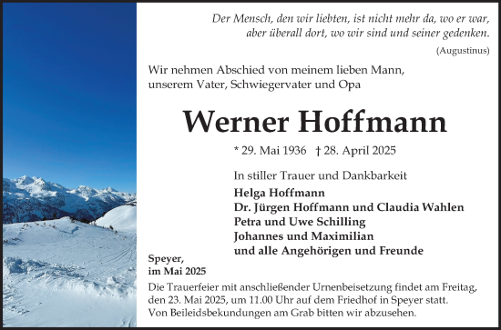 Traueranzeige von Werner Hoffmann von Mannheimer Morgen
