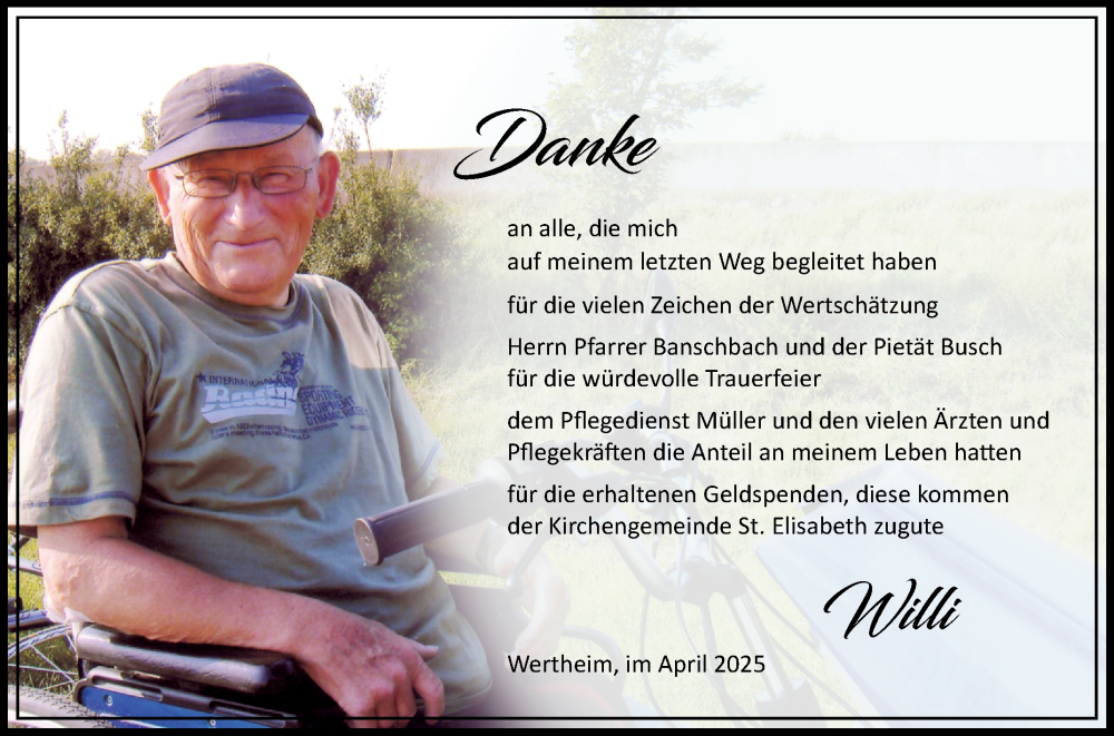  Traueranzeige für Willi  vom 03.05.2025 aus Fränkische Nachrichten