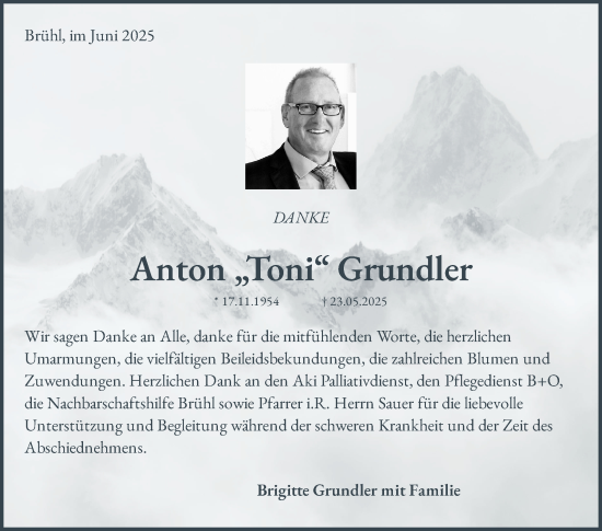 Traueranzeige von Anton Grundler von Schwetzinger Zeitung