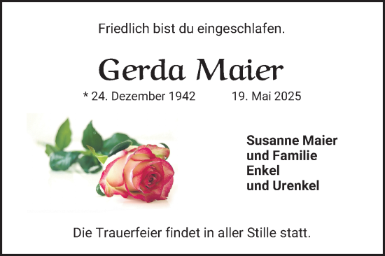 Traueranzeige von Gerda Maier von Bergsträßer Anzeiger