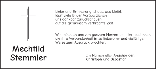 Traueranzeige von Mechtild Stemmler von Schwetzinger Zeitung