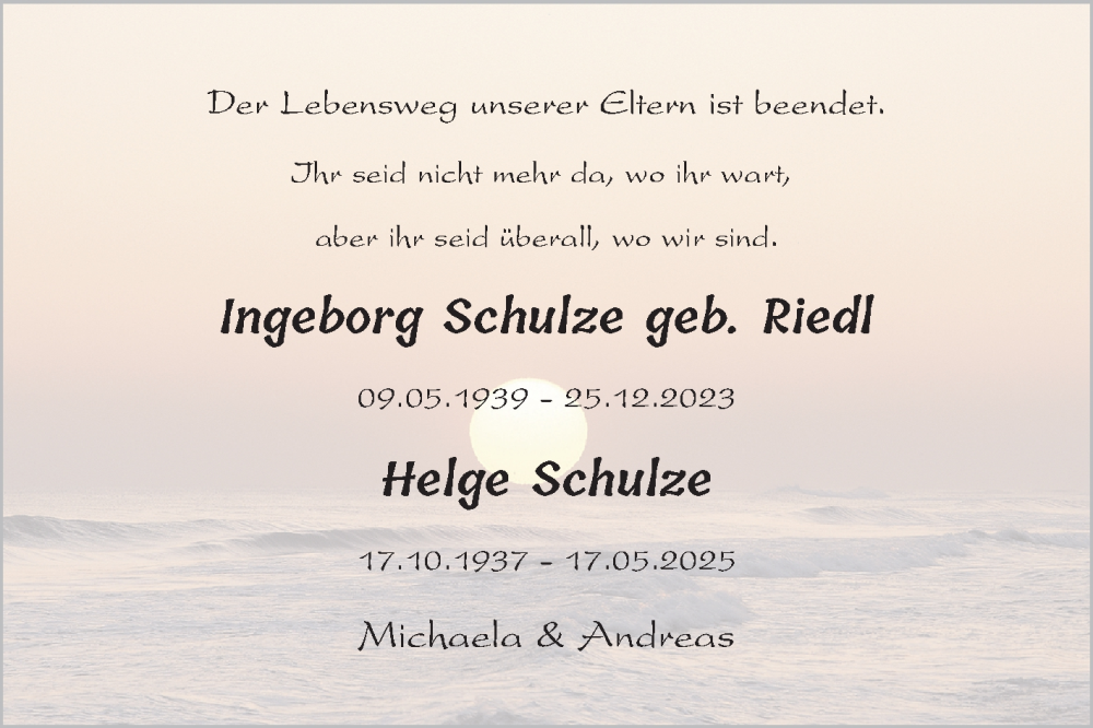  Traueranzeige für Ingeborg Schulze vom 05.07.2025 aus Mannheimer Morgen