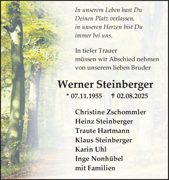 Traueranzeige von Werner Steinberger 