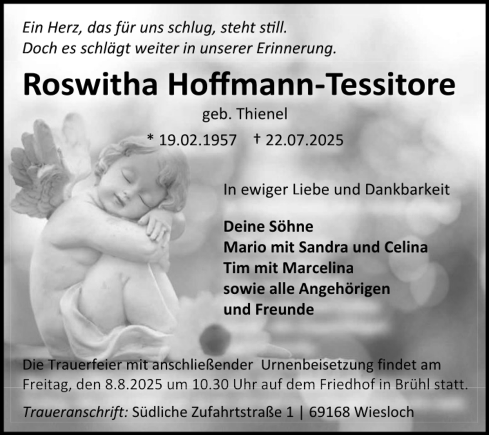  Traueranzeige für Roswitha Hoffmann-Tessitore vom 01.08.2025 aus Mannheimer Morgen