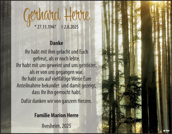 Traueranzeige von Gerhard Herre von Mannheimer Morgen