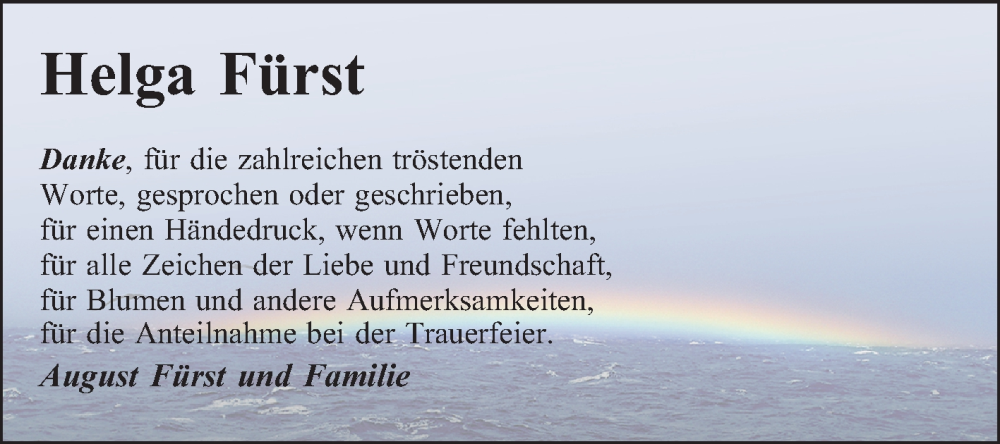  Traueranzeige für Helga Fürst vom 16.08.2025 aus Mannheimer Morgen