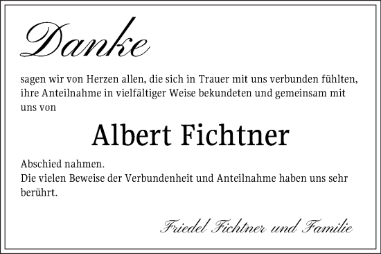 Traueranzeige von Albert Fichtner von Schwetzinger Zeitung
