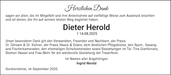 Traueranzeige von Dieter Herold von Mannheimer Morgen