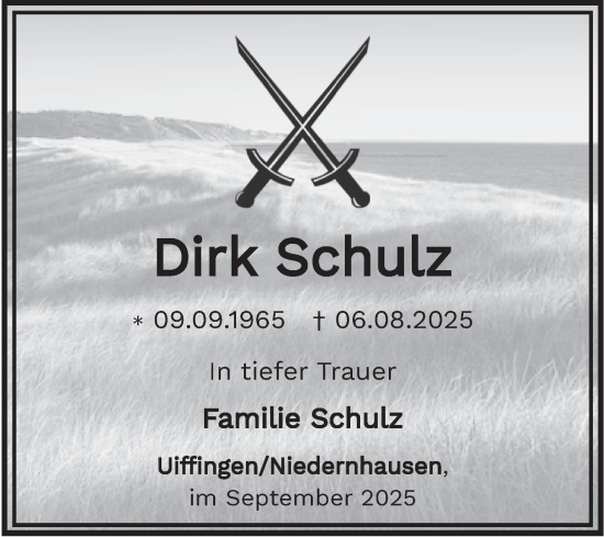 Traueranzeige von Dirk Schulz von Fränkische Nachrichten