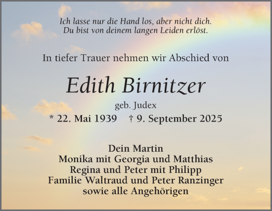 Traueranzeige von Edith Birnitzer von Mannheimer Morgen