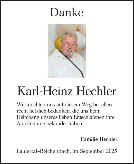 Traueranzeige von Karl-Heinz Hechler von Bergsträßer Anzeiger
