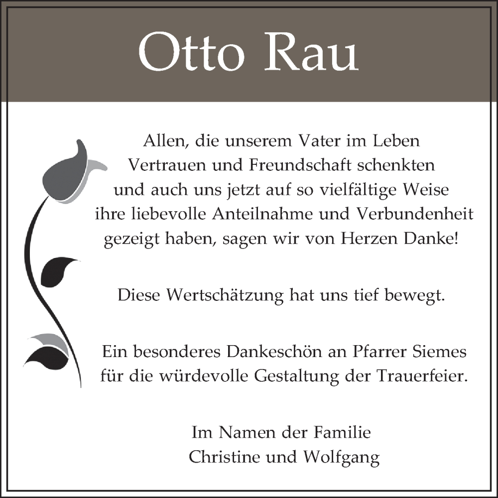  Traueranzeige für Otto Rau vom 20.09.2025 aus Bergsträßer Anzeiger