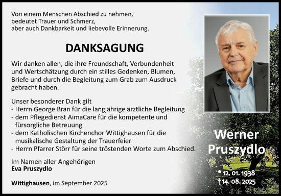 Traueranzeige von Werner Pruszydlo von Fränkische Nachrichten