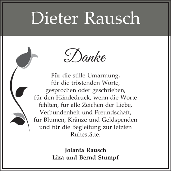Traueranzeige von Dieter Rausch von Bergsträßer Anzeiger