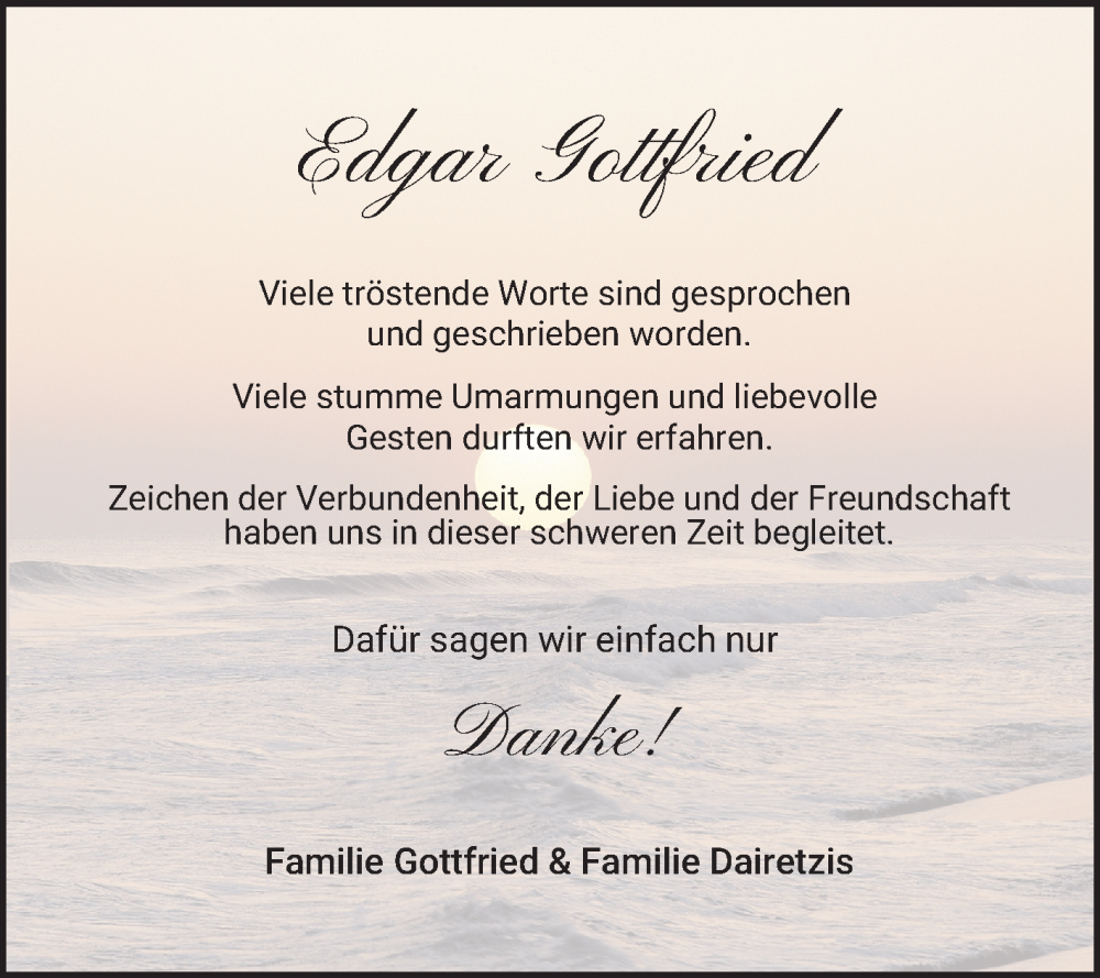  Traueranzeige für Edgar Gottfried vom 17.01.2026 aus Schwetzinger Zeitung