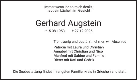 Traueranzeige von Gerhard Augstein von Mannheimer Morgen