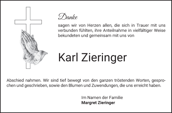 Traueranzeige von Karl Zieringer von Bergsträßer Anzeiger