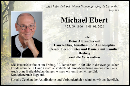 Traueranzeige von Michael Ebert von Fränkische Nachrichten