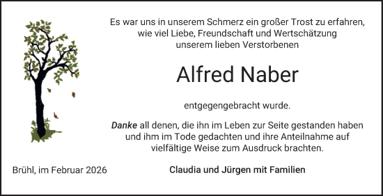 Traueranzeige von Alfred Naber von Schwetzinger Zeitung