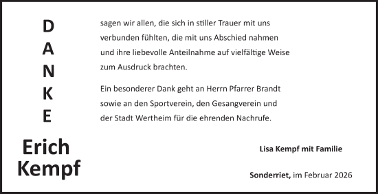 Traueranzeige von Erich Kempf von Fränkische Nachrichten