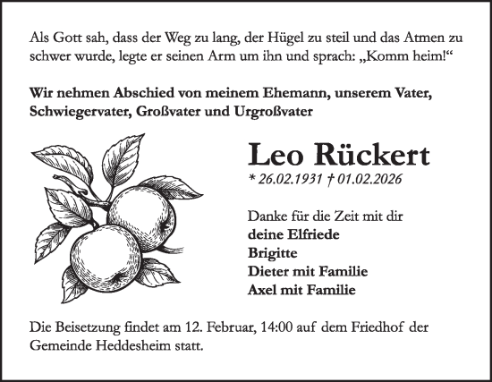 Traueranzeige von Leo Rückert von Mannheimer Morgen