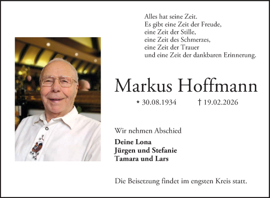 Traueranzeige von Markus Hoffmann von Bergsträßer Anzeiger